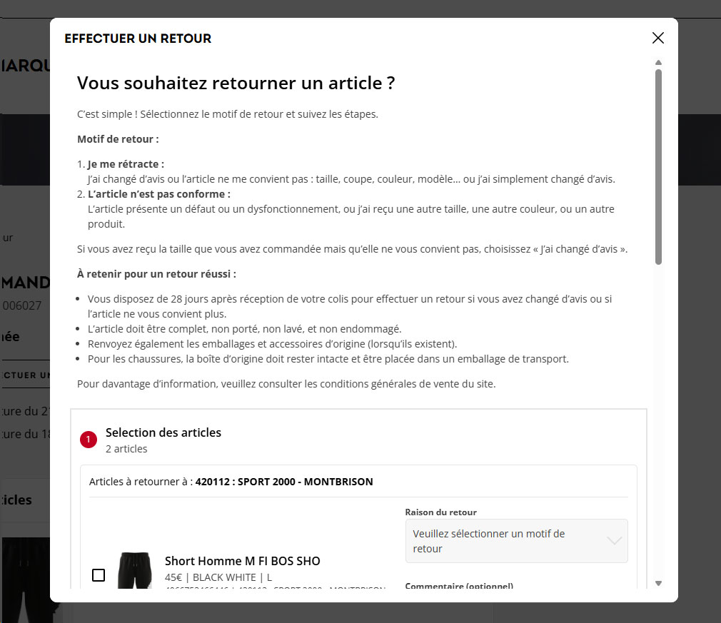 Effectuer un retour